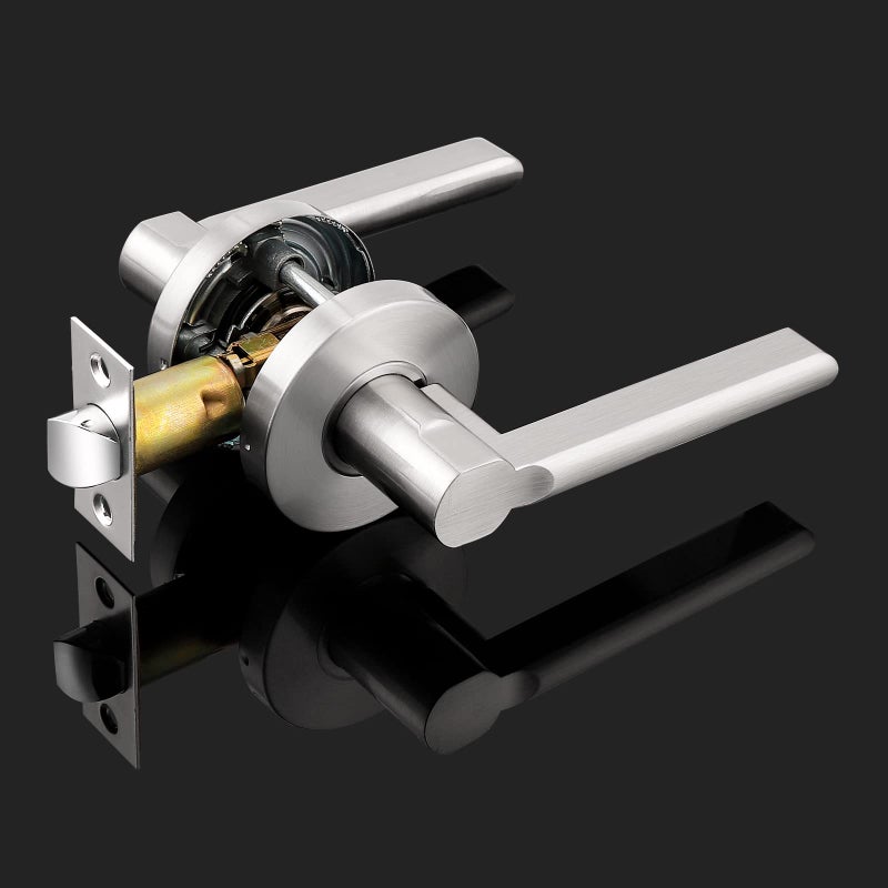 Probrico Passage Leverset Lockset Door Levers for Hallway and Closet Satin Nickel Interior Door Lock Keyless Handles 1 Pack - Image 2